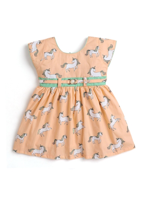 

Hopscotch Peach-Coloured Floral Dress