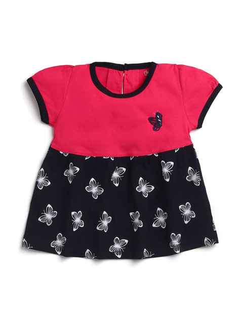 

Hopscotch Kids-Girls Pink Butterfly Print A-Line Dress