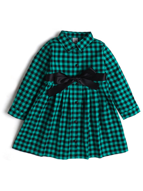 

Hopscotch Green Checked Dress