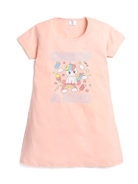 

Hopscotch Girls Peach-Coloured Printed Nightdress