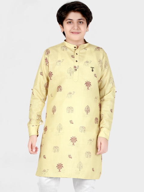 

CAVIO Boys Yellow Printed Kurta with Pyjamas