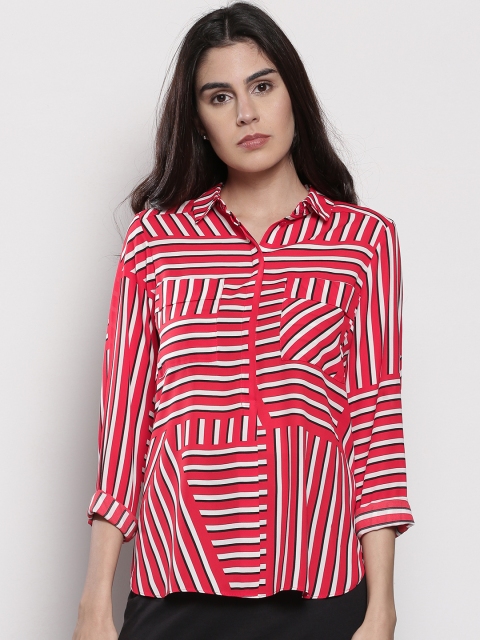 

DOROTHY PERKINS Women Red Striped Shirt Style Top