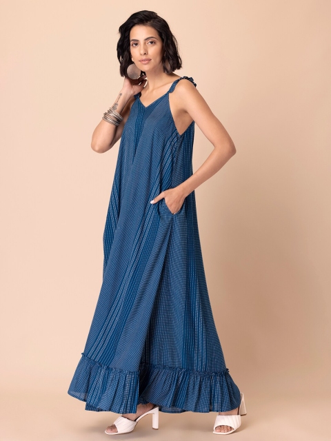 

Earthen BY INDYA Navy Blue Ethnic A-Line Maxi Dress