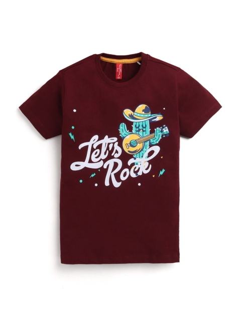 

Hopscotch Boys Brown Typography Printed T-shirt