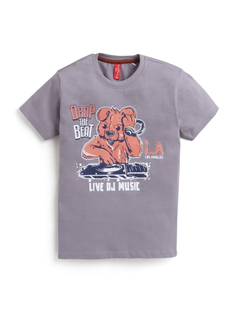 

Hopscotch Boys Grey Printed T-shirt