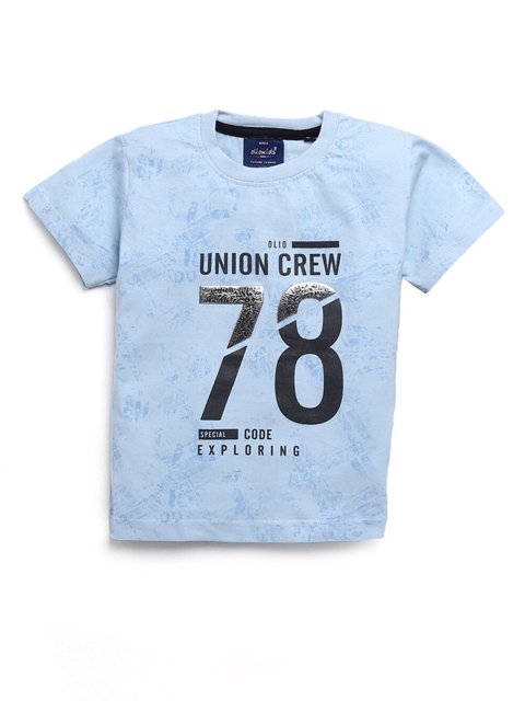 

Hopscotch Boys Blue Typography Printed T-shirt