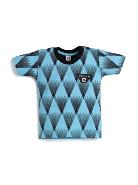 

Hopscotch Boys Blue Printed Round-Neck T-shirt