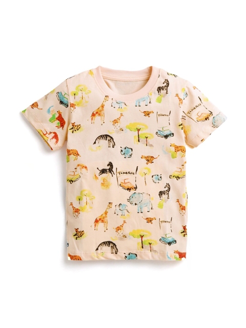 

Hopscotch Boys Maroon Printed T-shirt