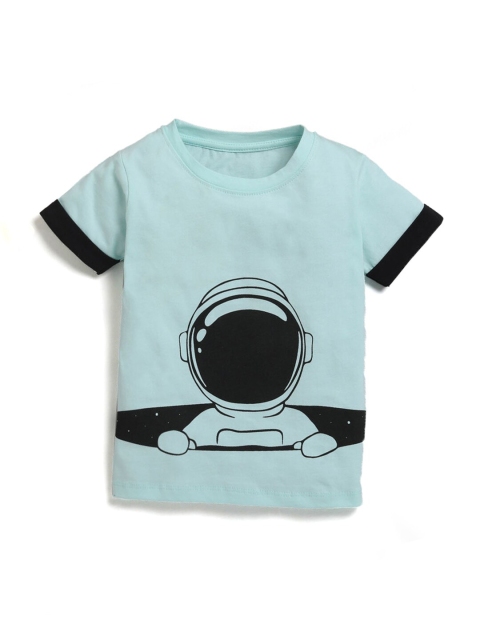 

Hopscotch Boys Blue Round-Neck Applique T-shirt