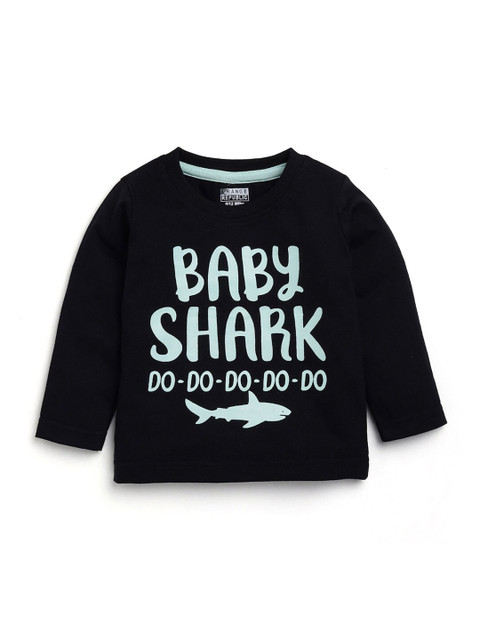 

Hopscotch Boys Black High Neck Raw Edge T-shirt