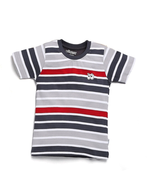 

Hopscotch Boys Grey Striped Applique T-shirt