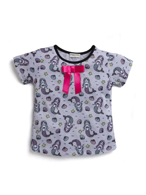 

Hopscotch Girls Grey Printed T-shirt