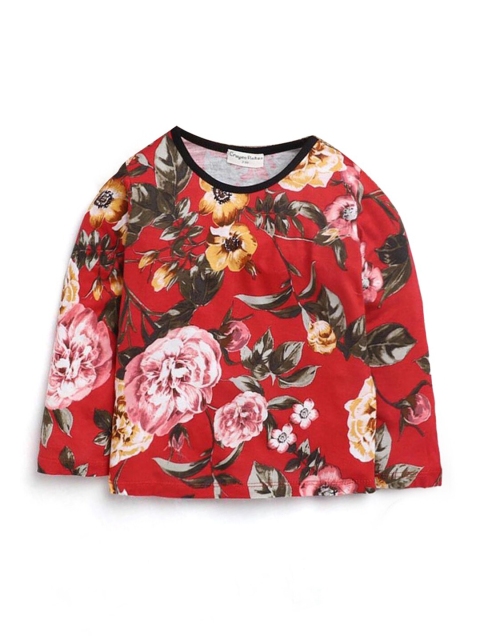 

Hopscotch Girls Red Floral Printed T-shirt