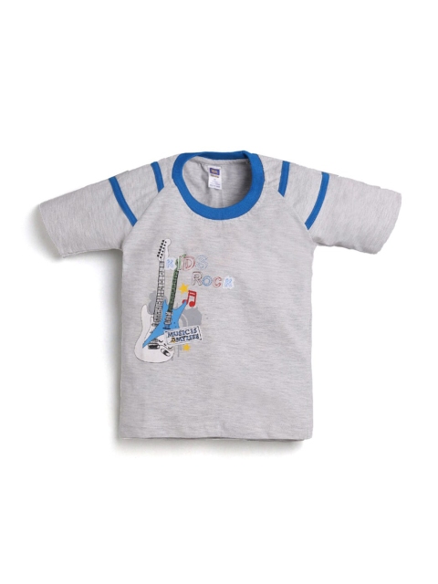 

Hopscotch Boys Grey Sports V-Neck Applique T-shirt