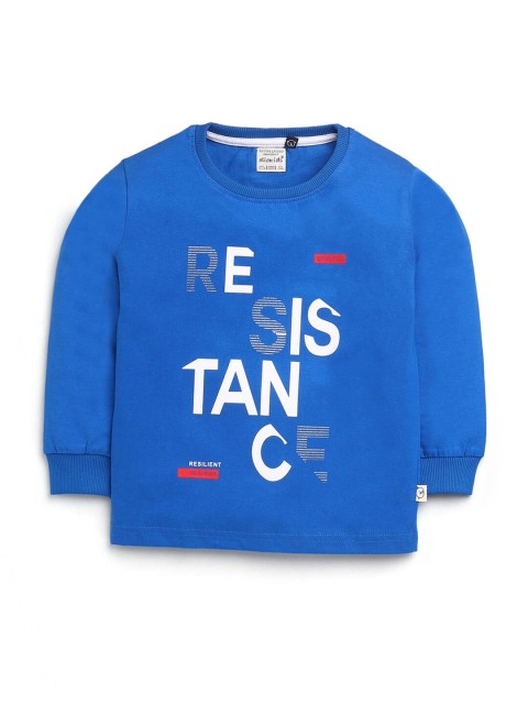 

Hopscotch Boys Blue Typography Printed T-shirt