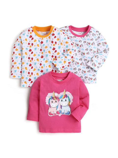 

Hopscotch Girls Fuchsia Floral 3 Printed Applique T-shirt