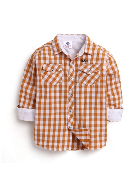 

Hopscotch Boys Orange Gingham Checks Checked Casual Shirt