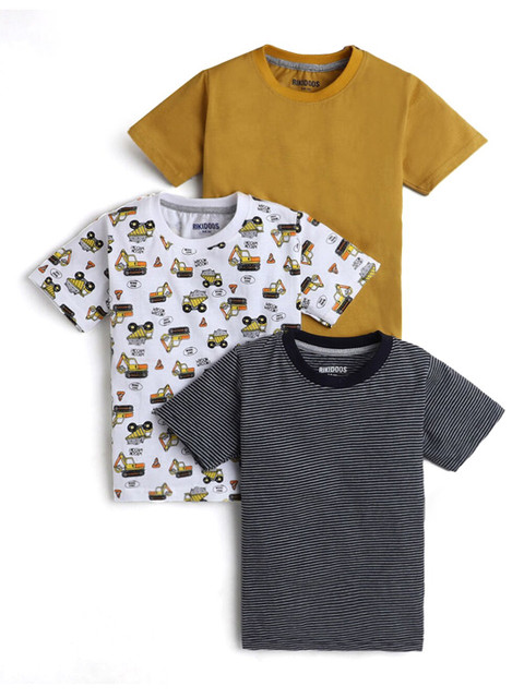 

Hopscotch Boys Multicoloured 3 Printed Applique T-shirt, Multi