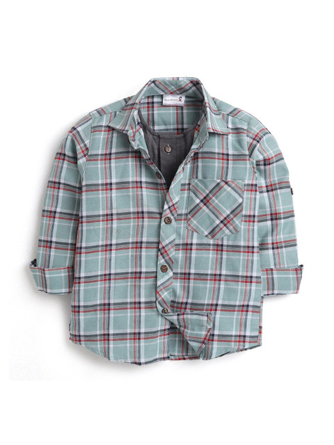 

Hopscotch Boys Green Checked Casual Shirt