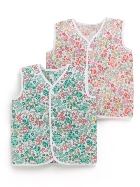 

Hopscotch Kids Multicoloured Floral 2 Printed Mandarin Collar T-shirt, Multi