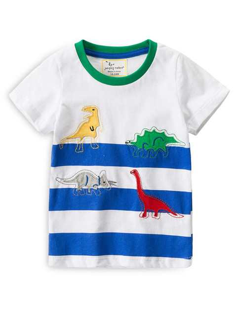 

Hopscotch Boys White Striped Applique T-shirt