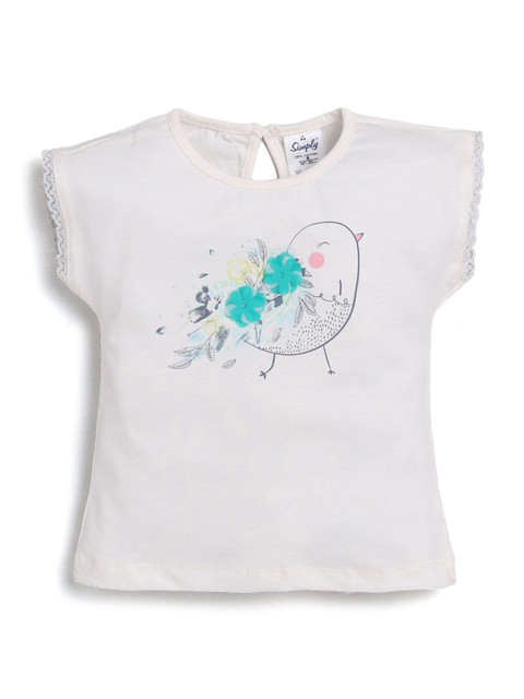 

Hopscotch Girls Off White Printed T-shirt
