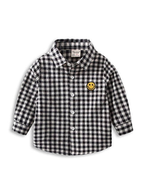 

Hopscotch Boys Black Gingham Checks Checked Casual Shirt