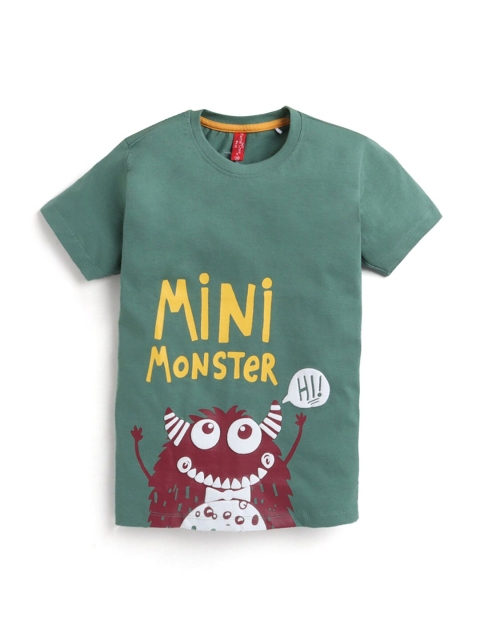 

Hopscotch Boys Green V-Neck Raw Edge T-shirt