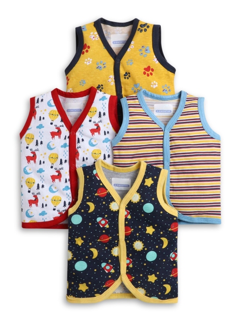 

Hopscotch Boys Multicoloured 4 Printed V-Neck Applique T-shirt, Multi