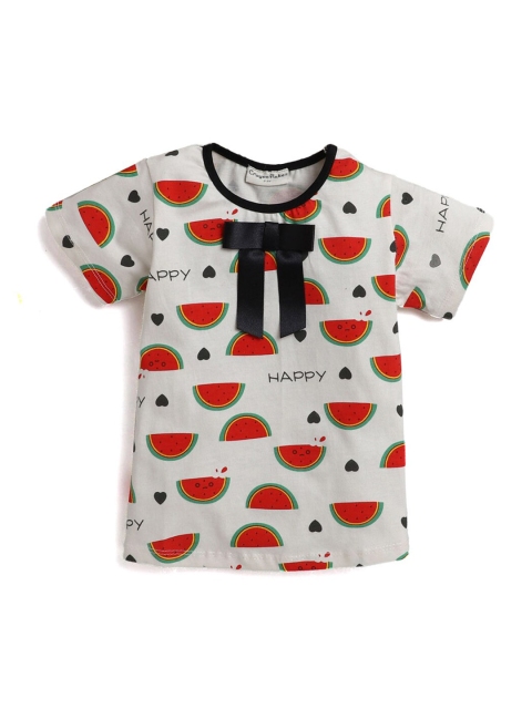 

Hopscotch Girls Off White Printed T-shirt