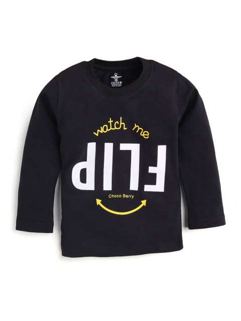 

Hopscotch Girls Black Typography Applique T-shirt