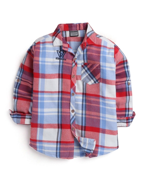 

Hopscotch Boys Red Tartan Checks Checked Casual Shirt