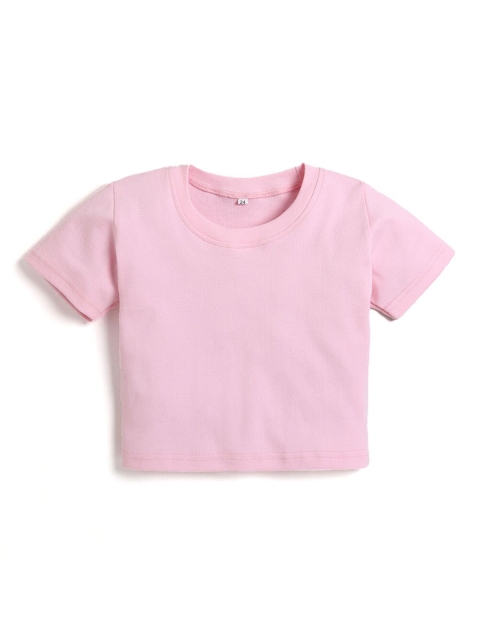 

Hopscotch Boys Pink V-Neck Extended Sleeves Raw Edge T-shirt