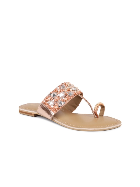

Inc 5 Women Copper-Toned & Copper-Toned Ethnic Comfort Sandals