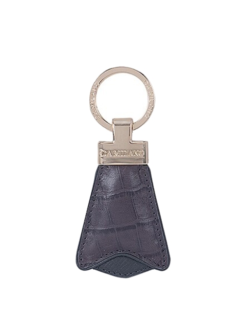 

Da Milano Grey & Siver-Toned Leather Keychain