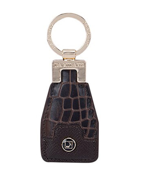 

Da Milano Gold-Toned & Brown Patterned Genuine Leather Key chain