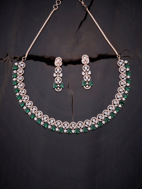 

Kushal's Fashion Jewellery Green Rose Gold-Plated Necklace