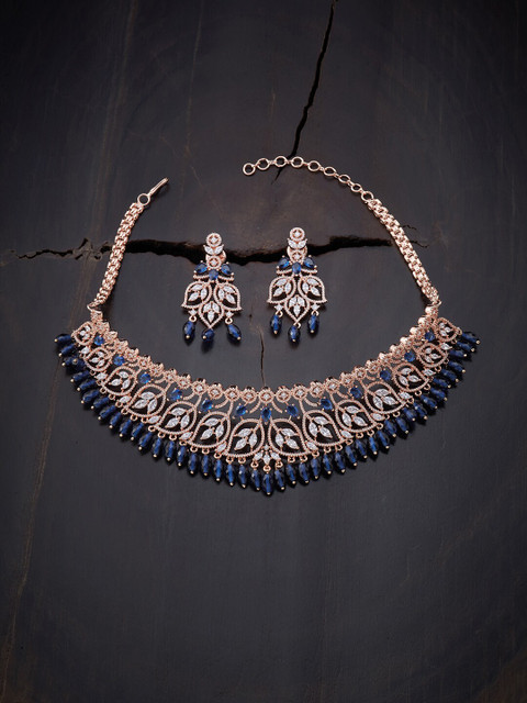 

Kushal's Fashion Jewellery Pink & Blue Rose Gold-Plated Choker Necklace