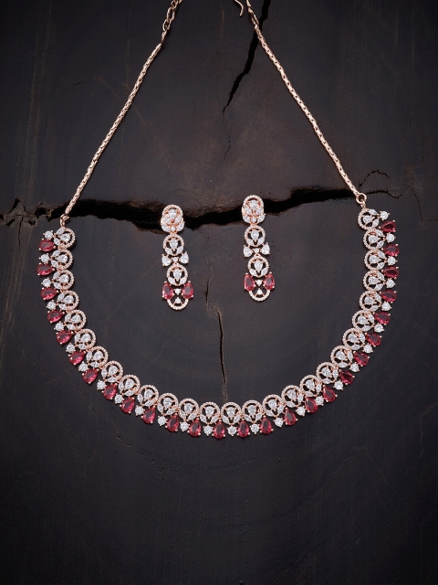 

Kushal's Fashion Jewellery Red Gold-Plated Cubic Zirconia Necklace