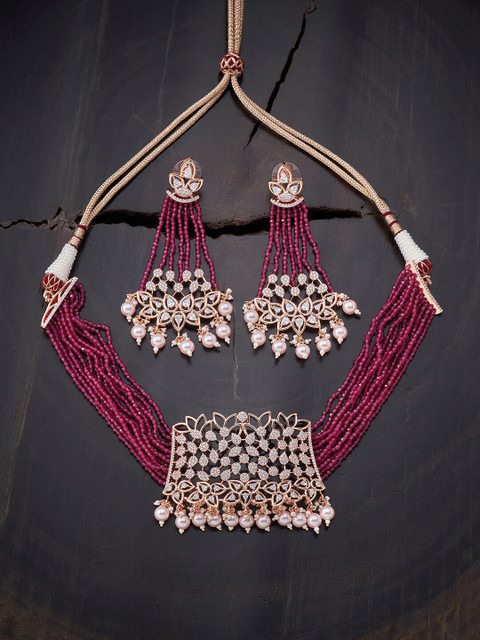 

Kushal's Fashion Jewellery Red Gold-Plated Layered Necklace