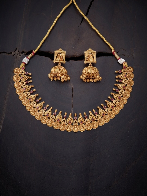 

Kushal's Fashion Jewellery Women Red Gold-Plated Artificial Stones Jewellery Set
