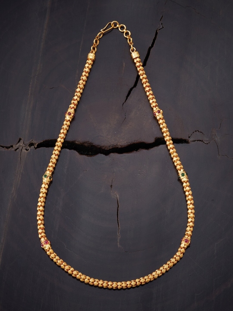 

Kushal's Fashion Jewellery Gold-Toned & Red Silver Gold-Plated Antique Chain