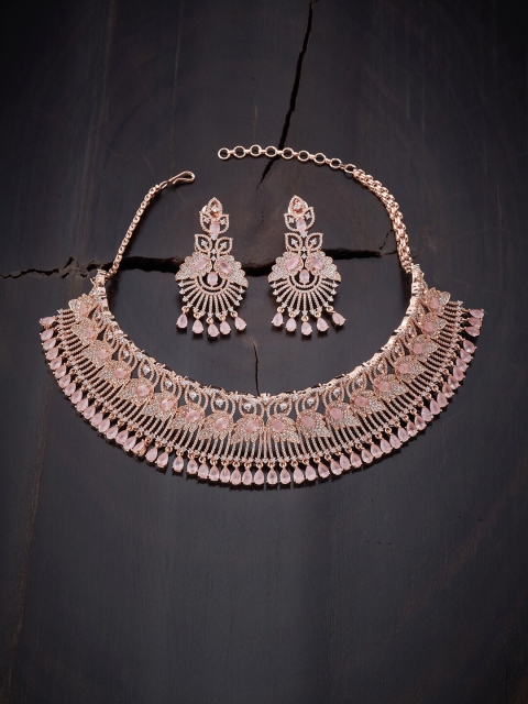 

Kushal's Fashion Jewellery Pink Rose Gold-Plated Jewellery Set