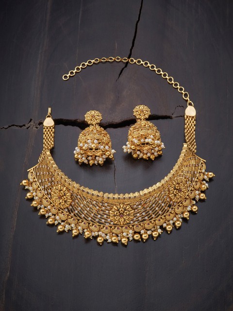 

Kushal's Fashion Jewellery Red Gold-Plated Antique Necklace