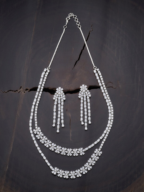 

Kushal's Fashion Jewellery White Gold-Plated Layered Necklace