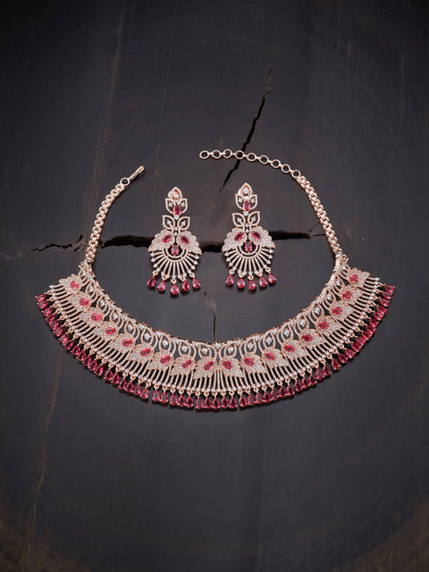 

Kushal's Fashion Jewellery Red Gold-Plated Choker Necklace