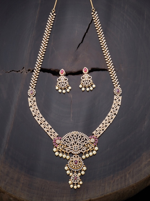 

Kushal's Fashion Jewellery Red Gold-Plated Jewellery Set
