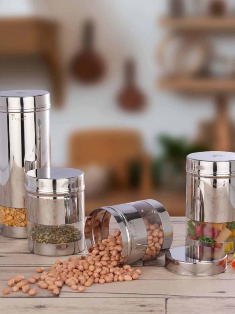 

PDDFALCON Transparent & Silver Glass Storage Containers 400ml
