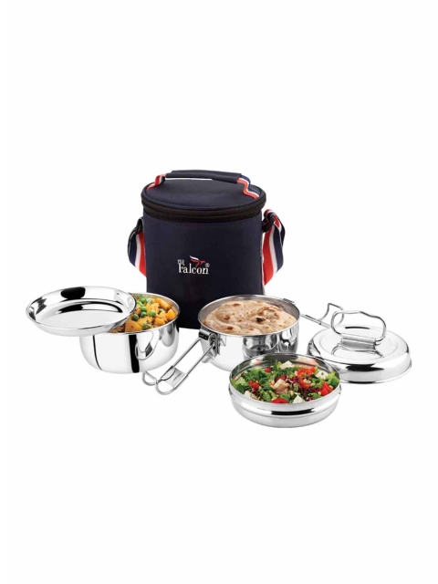 

PDDFALCON Blue & Steel-Toned & Blue Solid Stainless Steel Dishwasher Safe Lunch Box