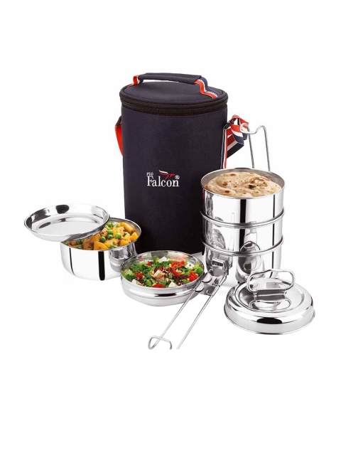 

PDDFALCON Silver-Toned Stainless Steel Lunch Box